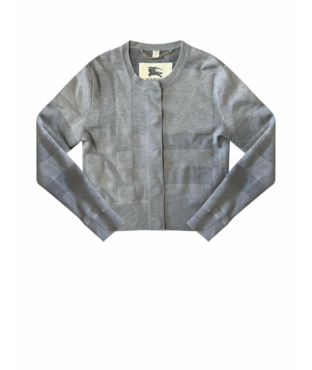 BURBERRY Серый шерстяной кардиган, фото 1