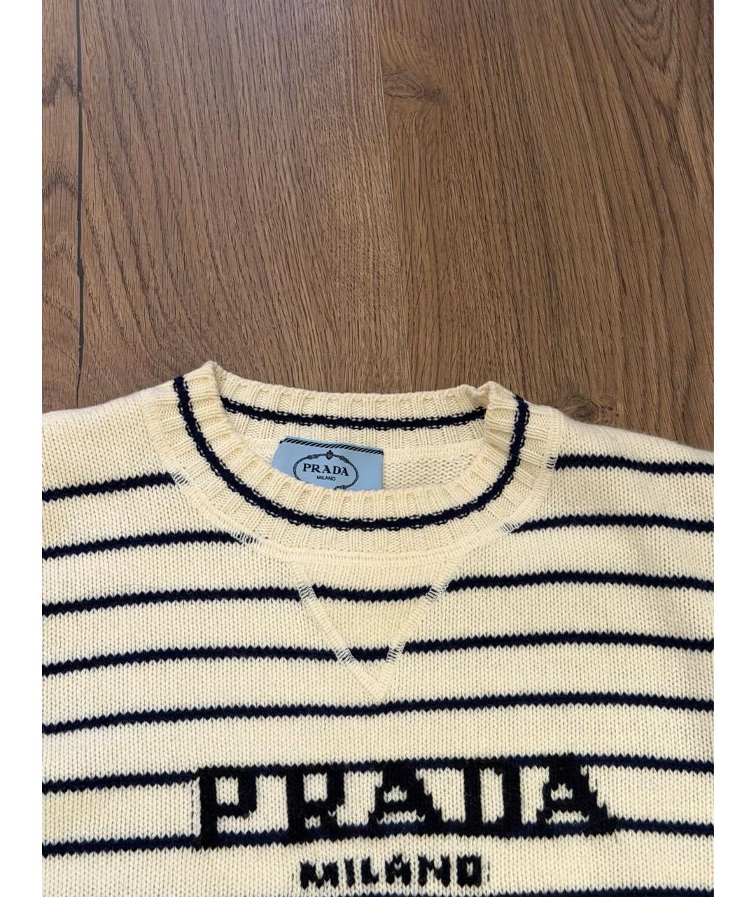 PRADA Белый шерстяной джемпер / свитер, фото 4