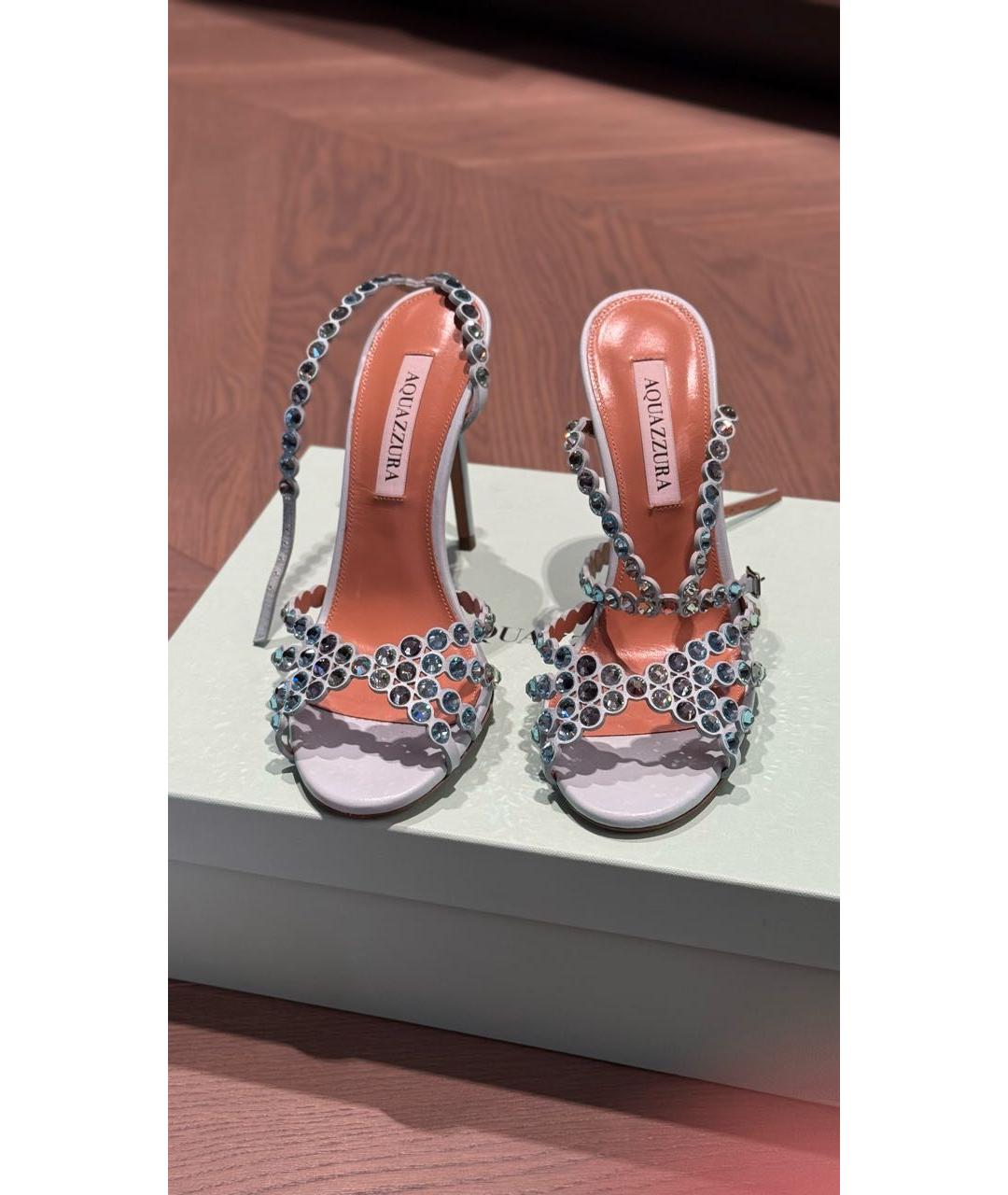 AQUAZZURA Бирюзовые кожаные босоножки, фото 2