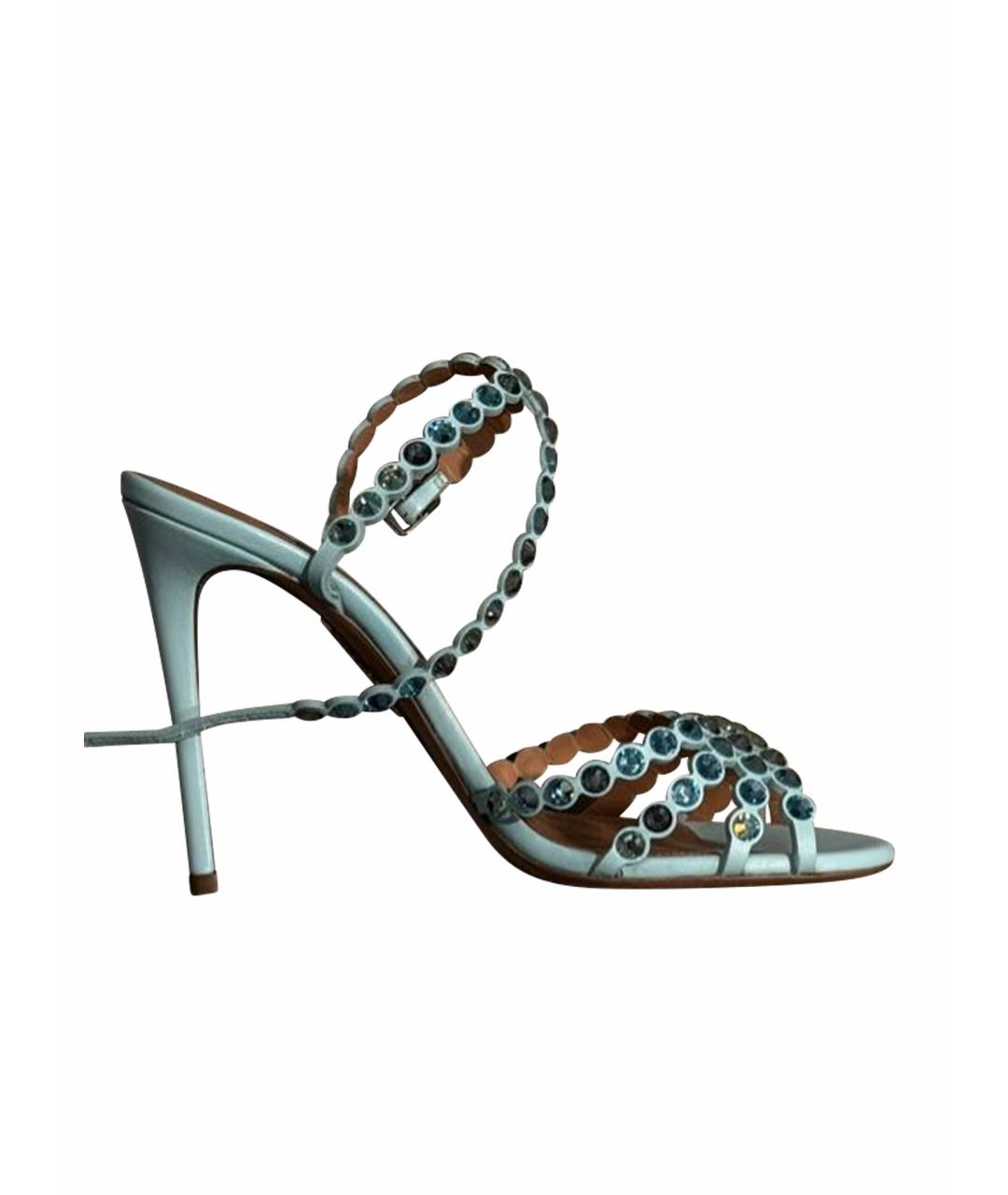 AQUAZZURA Бирюзовые кожаные босоножки, фото 1
