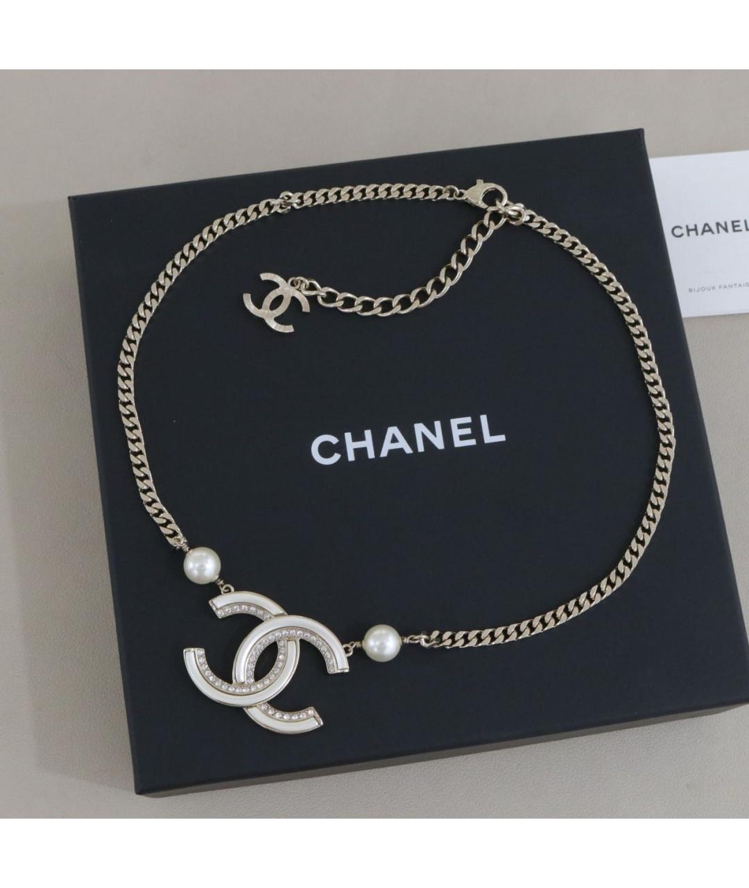 CHANEL Белое металлическое колье, фото 2