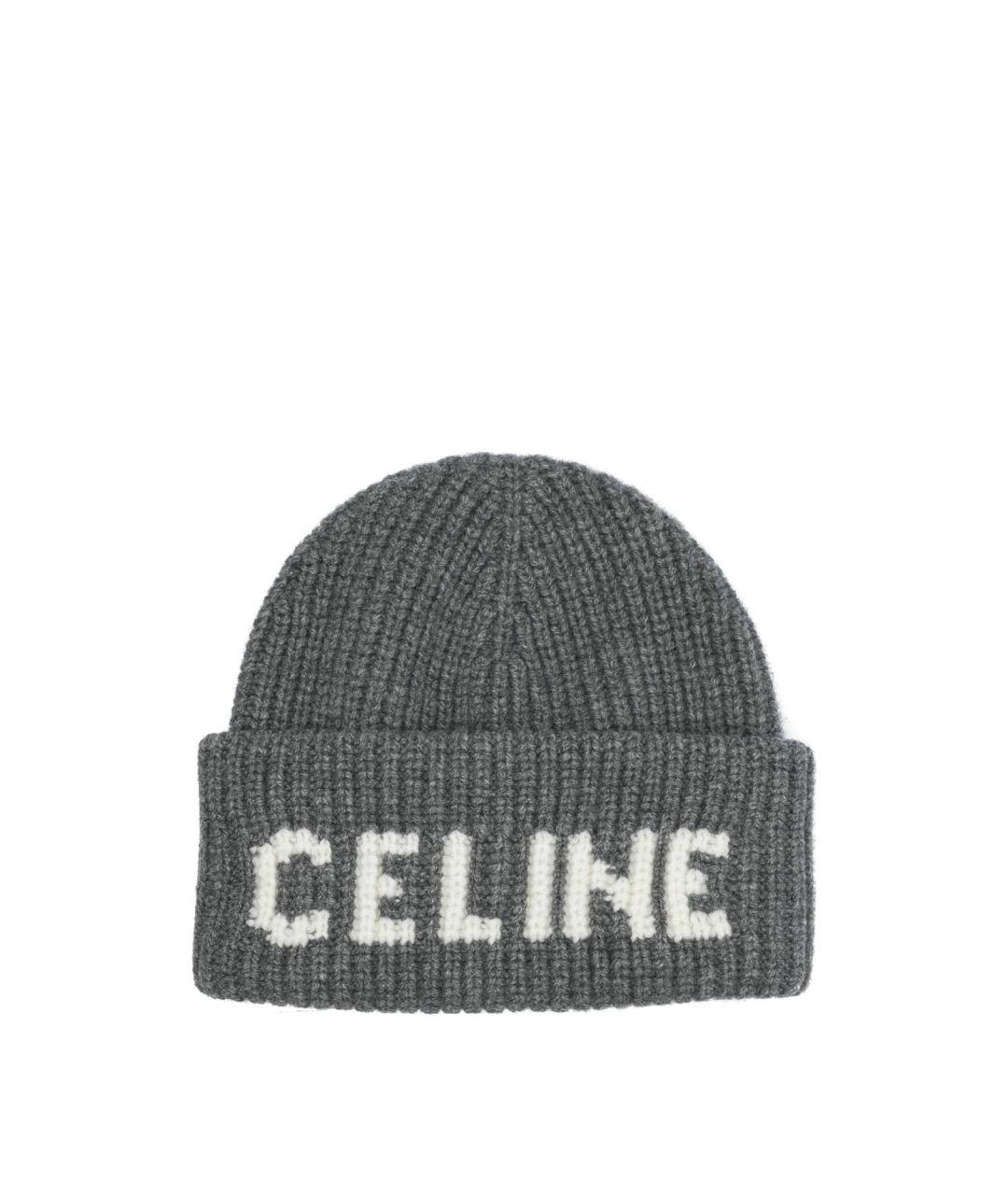 CELINE Серая шерстяная шапка, фото 4
