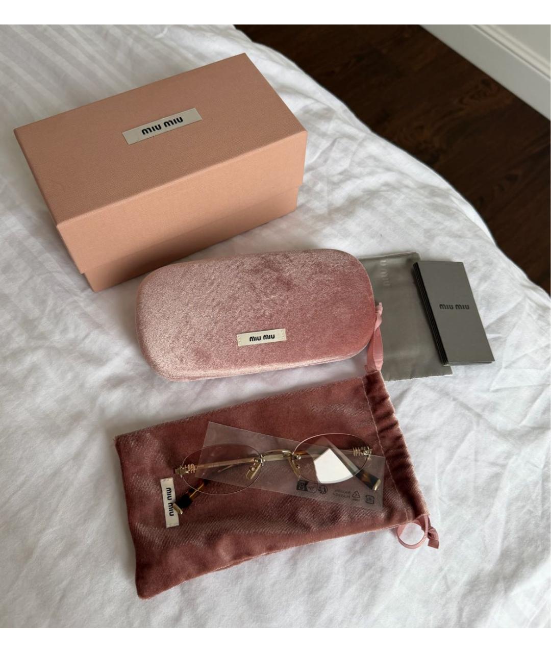 MIU MIU Розовые металлические солнцезащитные очки, фото 4