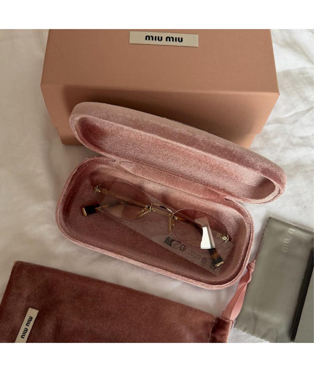 MIU MIU Розовые металлические солнцезащитные очки, фото 5
