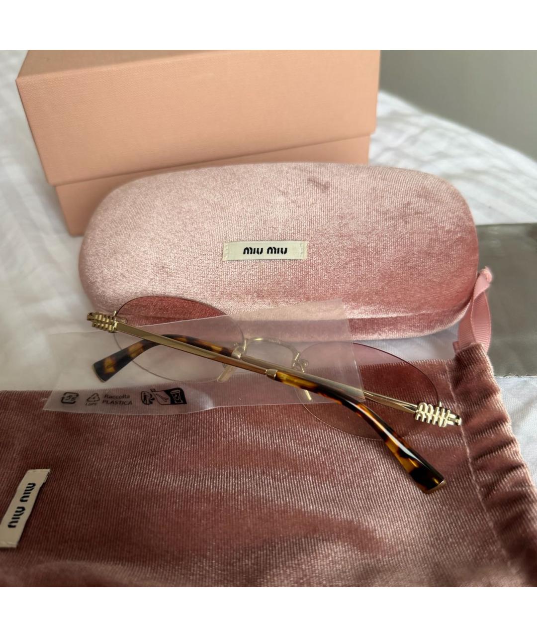 MIU MIU Розовые металлические солнцезащитные очки, фото 6