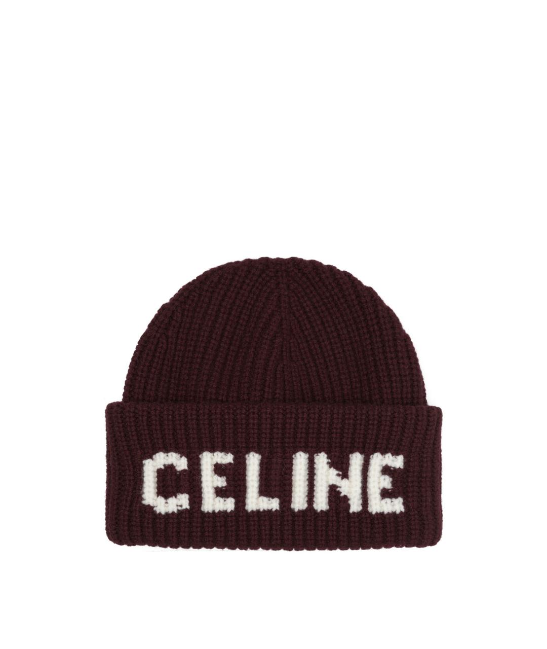 CELINE Бордовая шерстяная шапка, фото 4