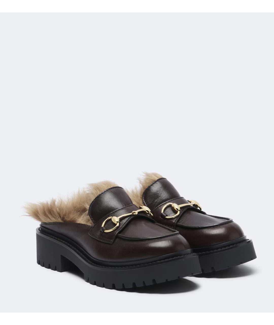 GUCCI Коричневые кожаные сабо, фото 3