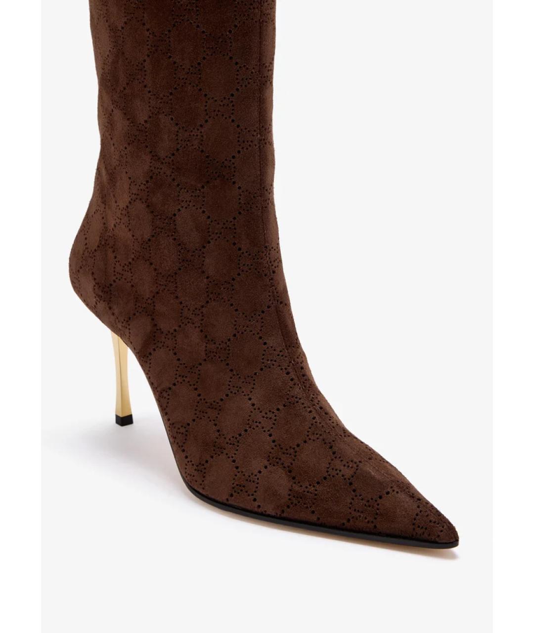 GUCCI Коричневые замшевые сапоги, фото 2