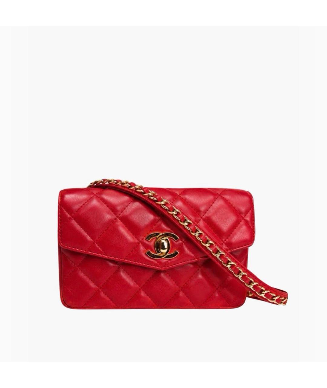 CHANEL Красная кожаная поясная сумка, фото 5