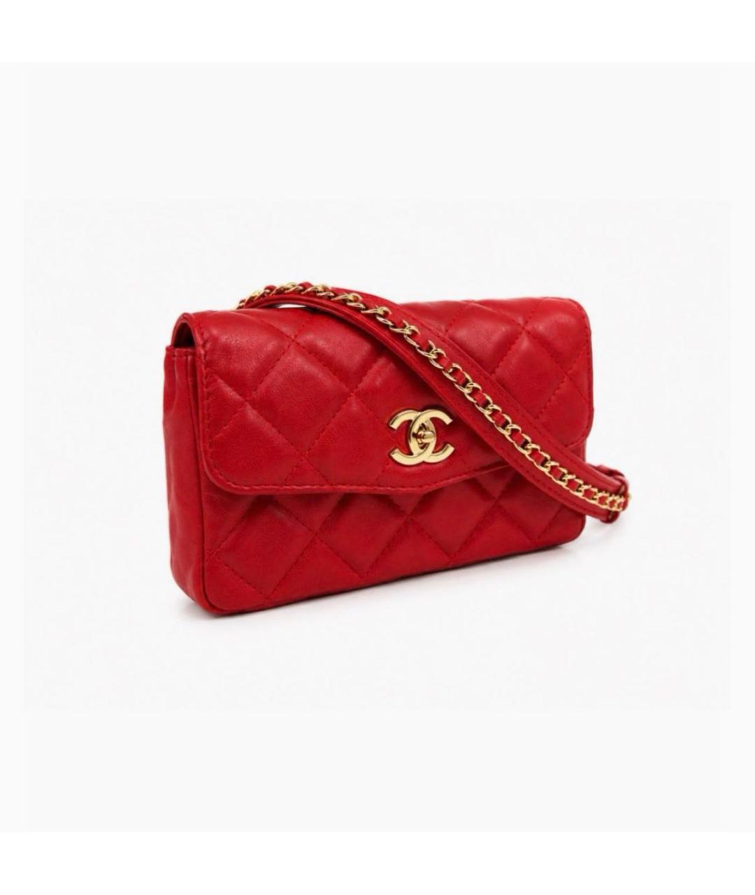 CHANEL Красная кожаная поясная сумка, фото 2