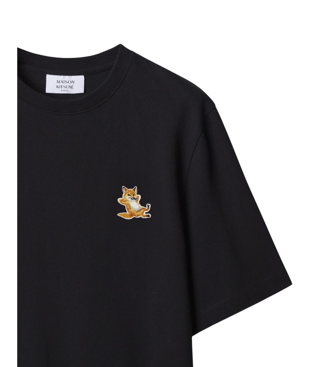 MAISON KITSUNE Черная хлопковая футболка, фото 3