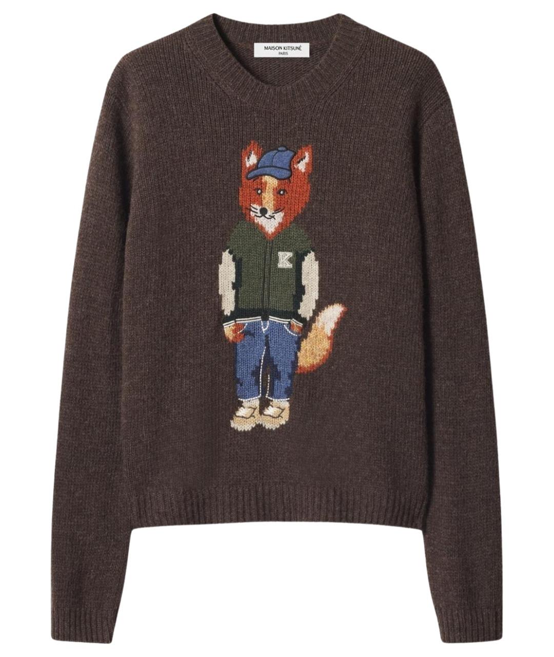 MAISON KITSUNE Коричневый шерстяной джемпер / свитер, фото 1
