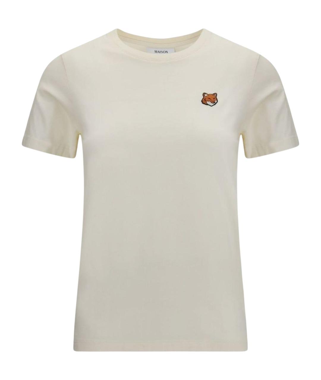 MAISON KITSUNE Бежевая хлопковая футболка, фото 1