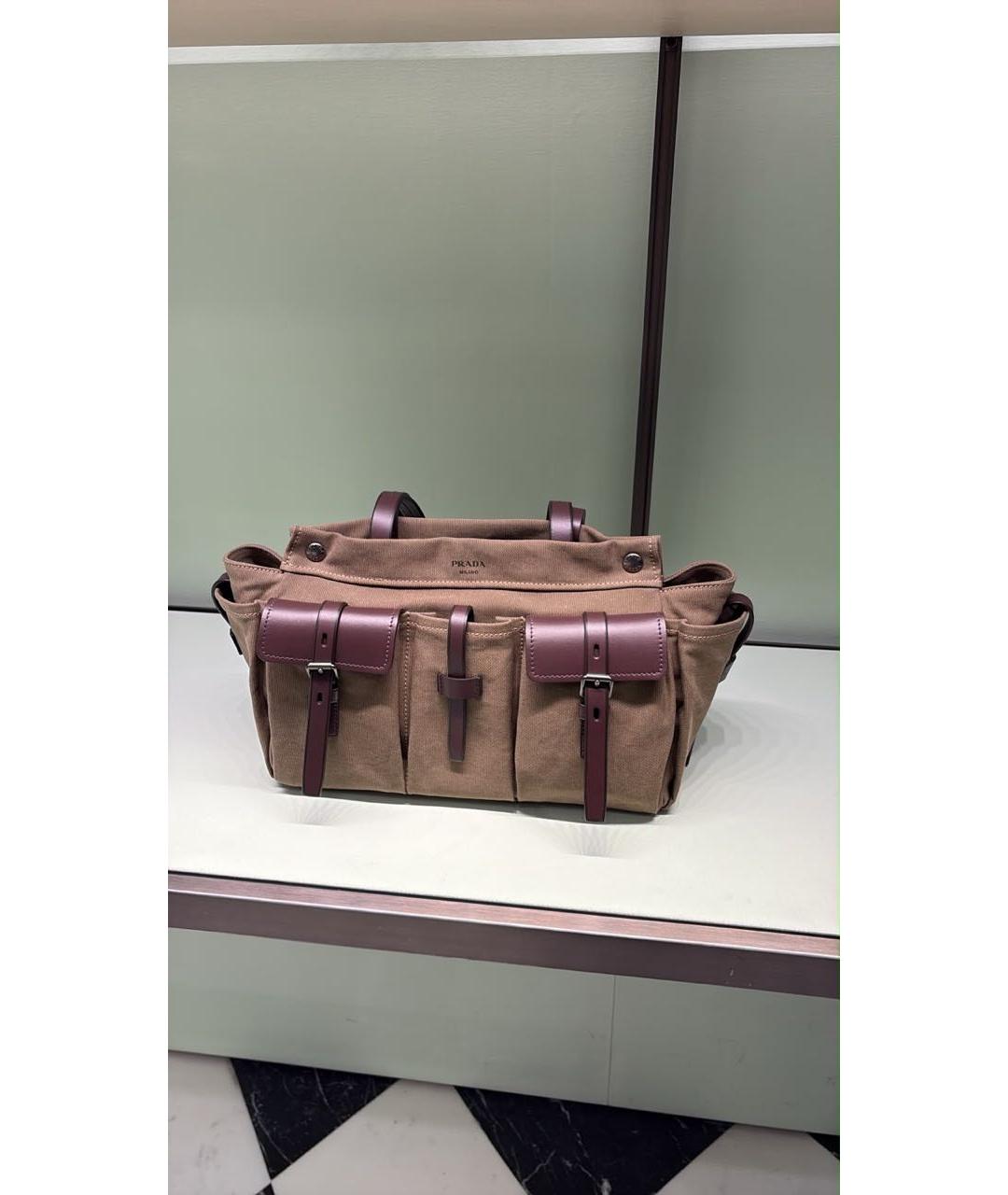 PRADA Хаки сумка тоут из канвы, фото 2