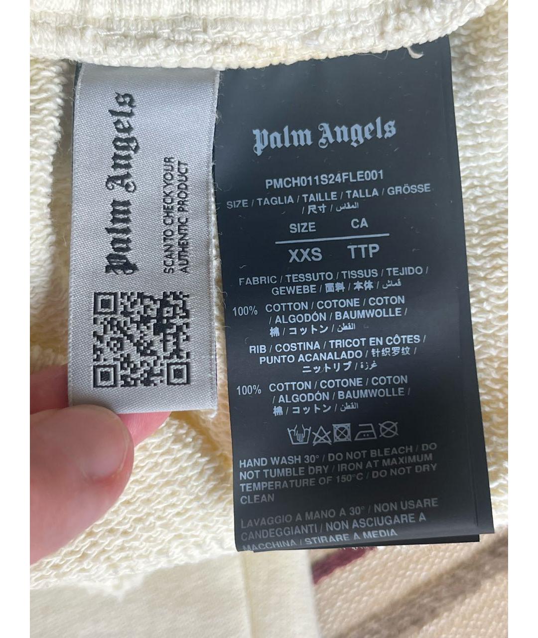 PALM ANGELS Белые хлопковые спортивные брюки и шорты, фото 5