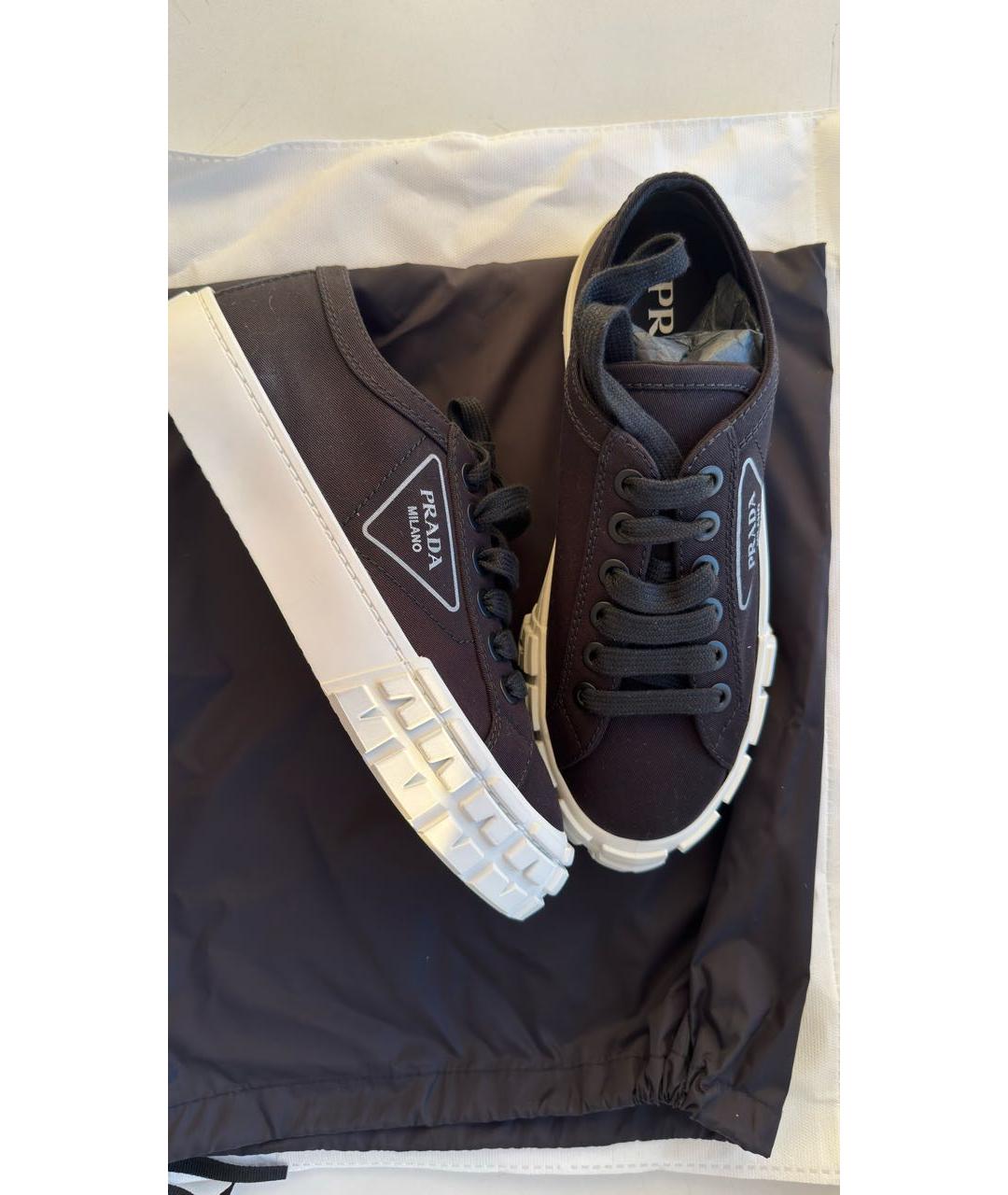 PRADA Черные текстильные кеды, фото 5