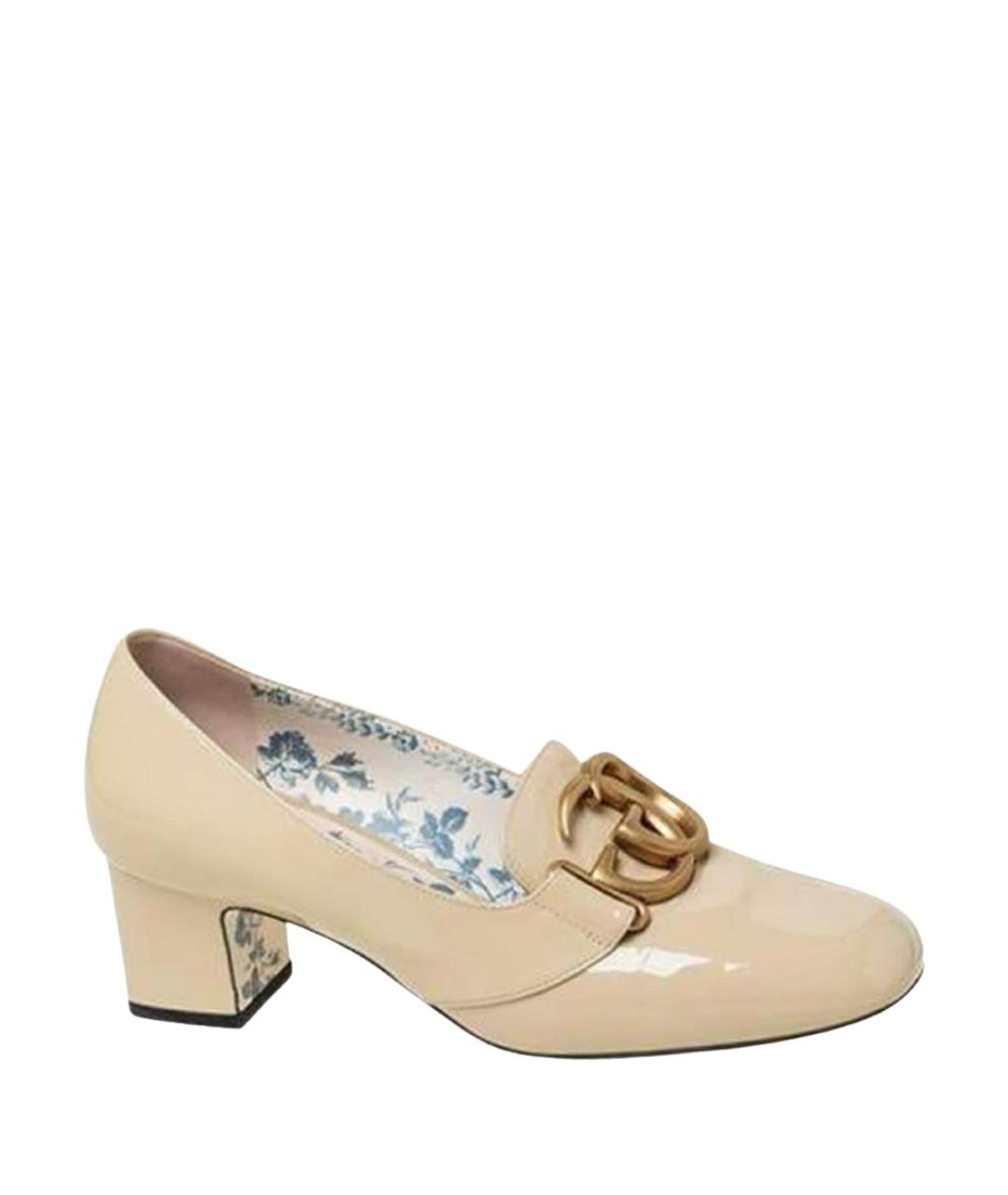 GUCCI Бежевые туфли из лакированной кожи, фото 1