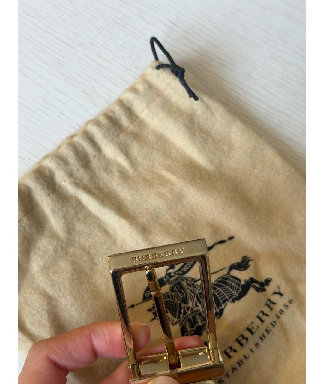 BURBERRY Бежевый кожаный ремень, фото 4