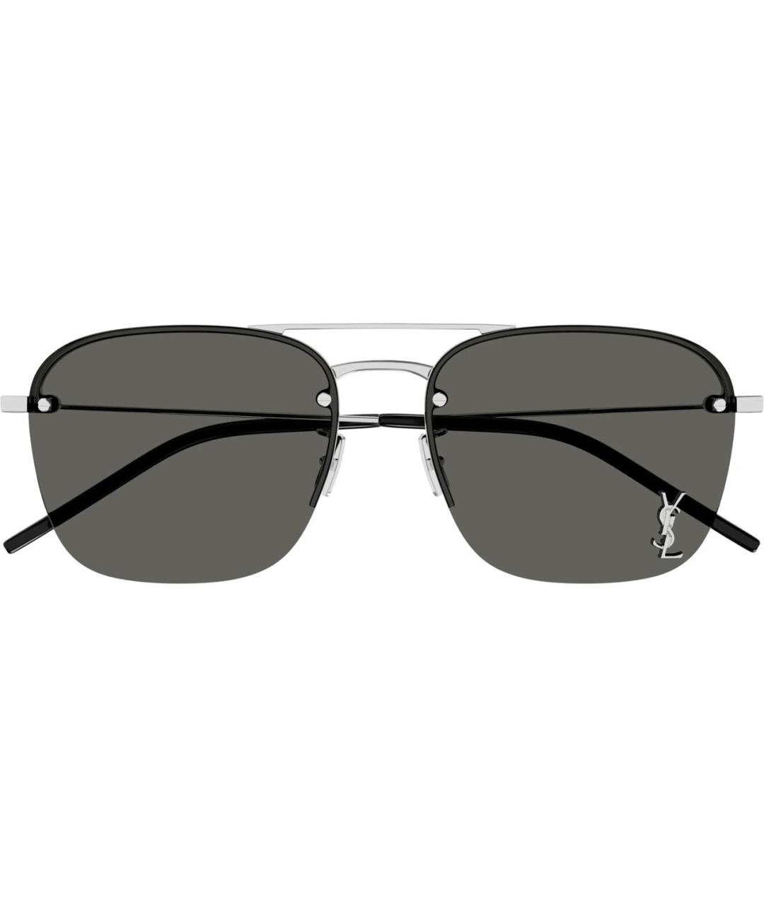 SAINT LAURENT Антрацитовые металлические солнцезащитные очки, фото 9