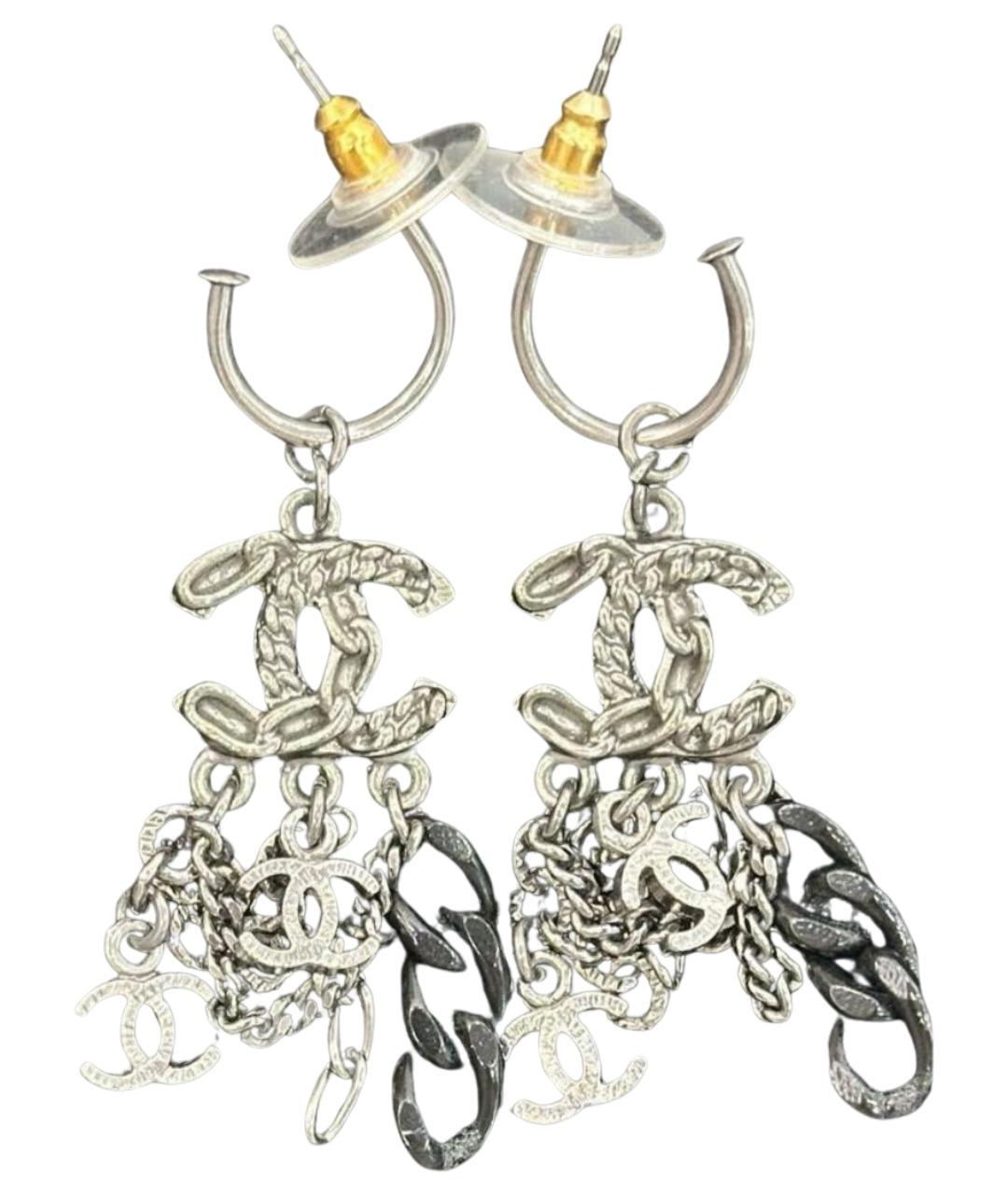 CHANEL Серебряные металлические серьги, фото 1
