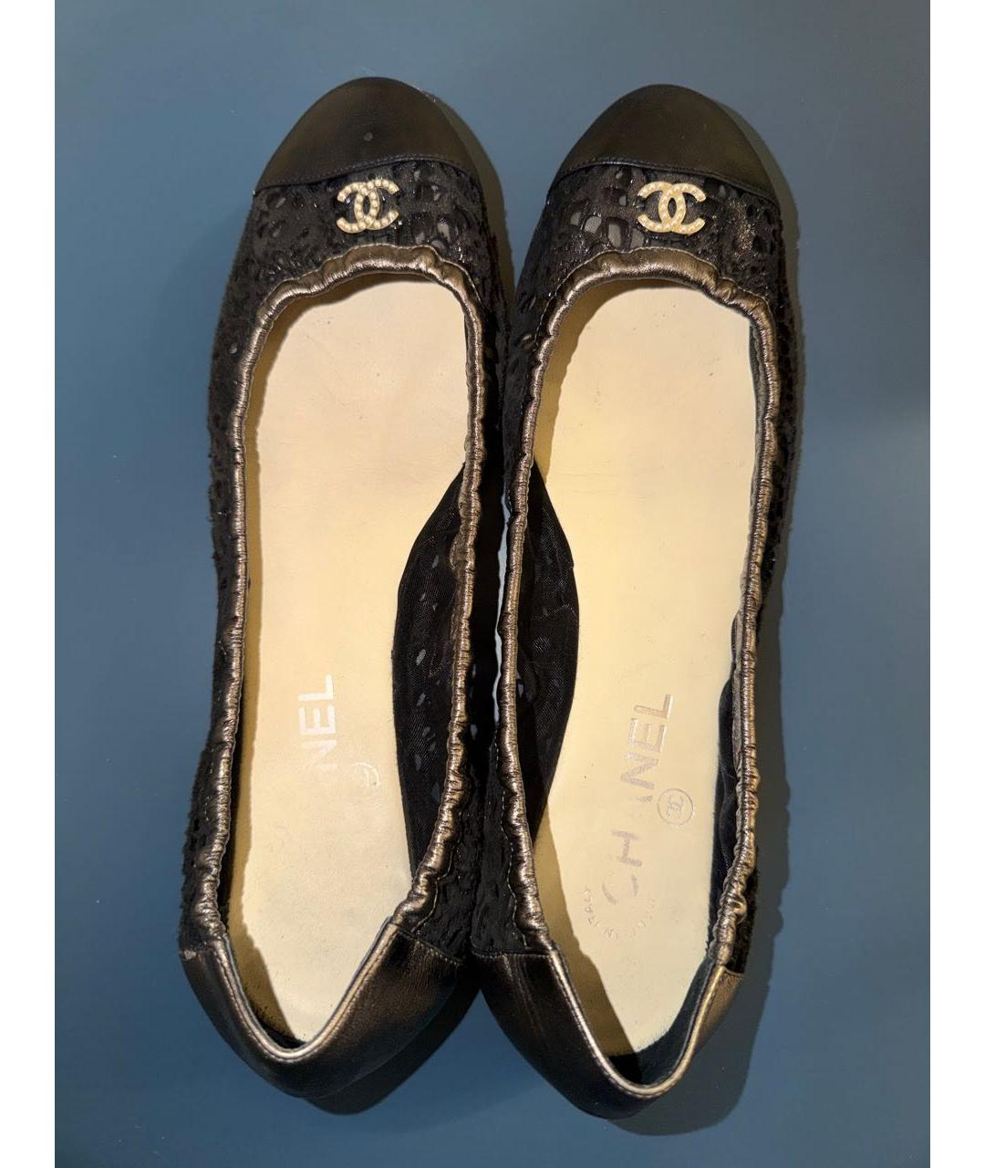 CHANEL Черные текстильные балетки, фото 3