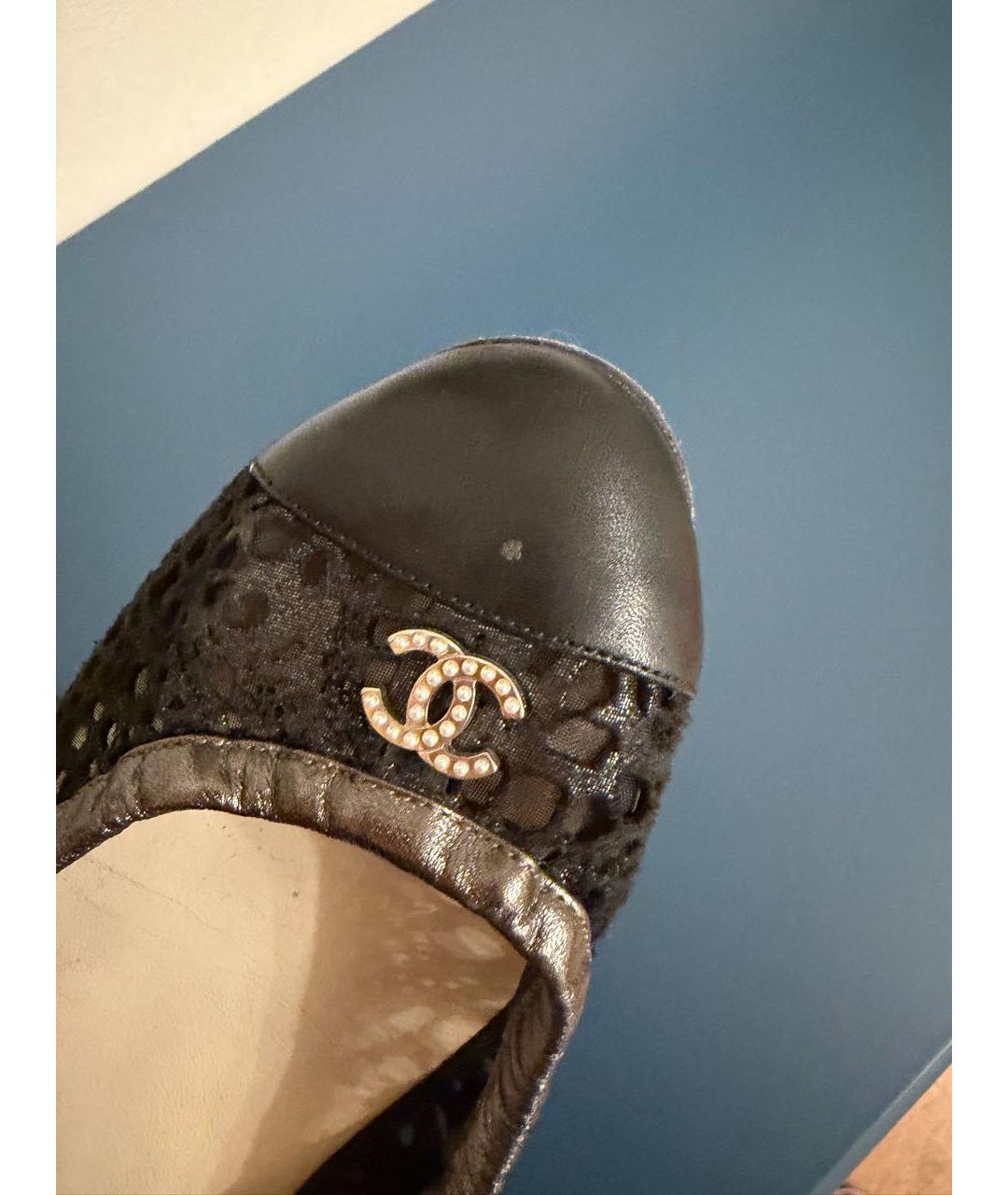 CHANEL Черные текстильные балетки, фото 6