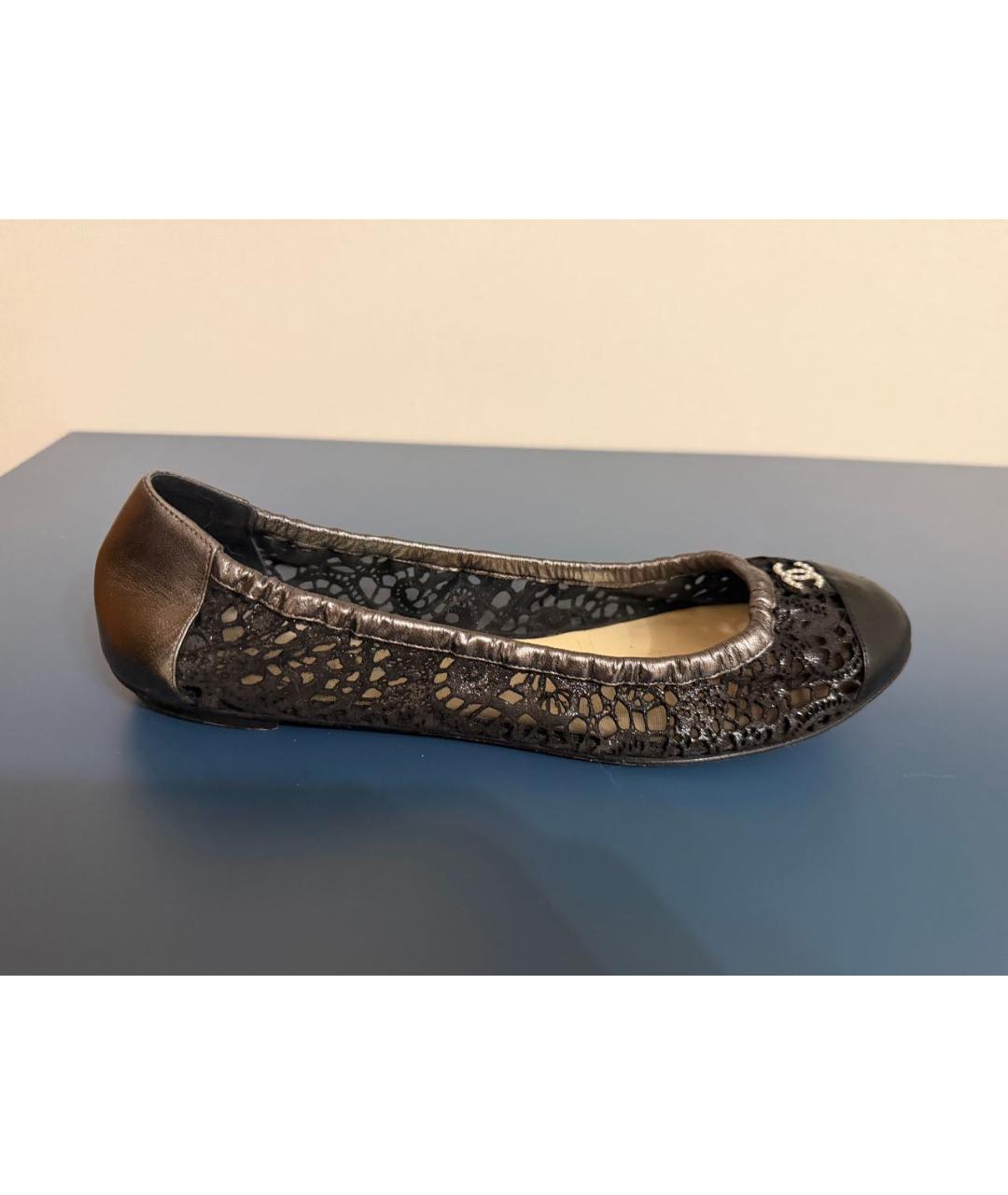 CHANEL Черные текстильные балетки, фото 8