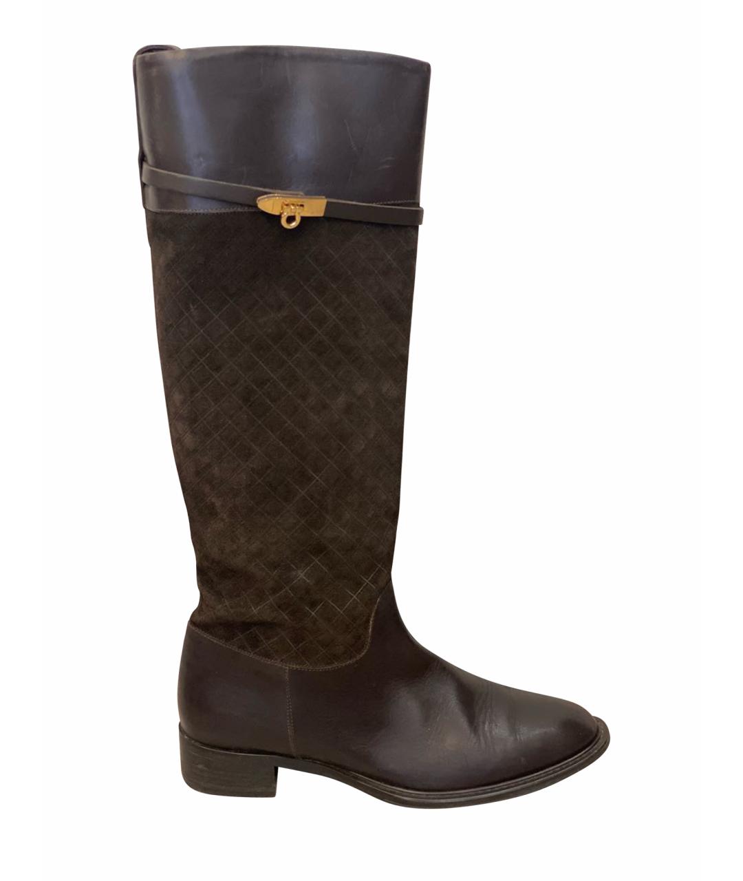 FERRAGAMO Коричневые кожаные сапоги, фото 1