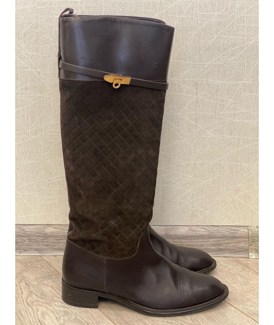 FERRAGAMO Коричневые кожаные сапоги, фото 8