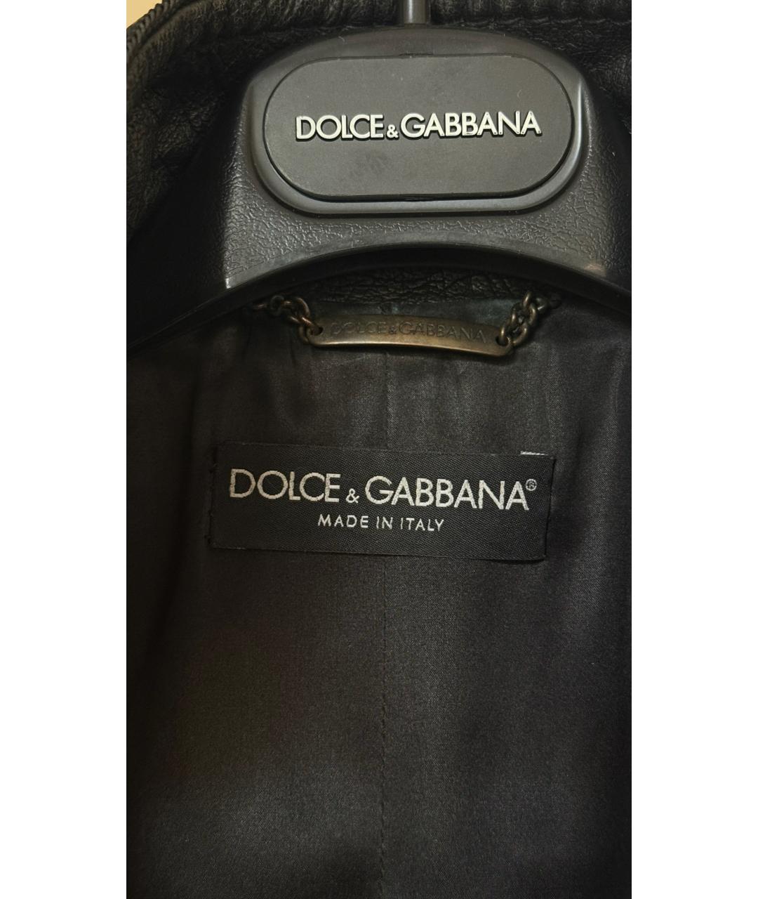 DOLCE&GABBANA Черный кожаный жакет/пиджак, фото 7