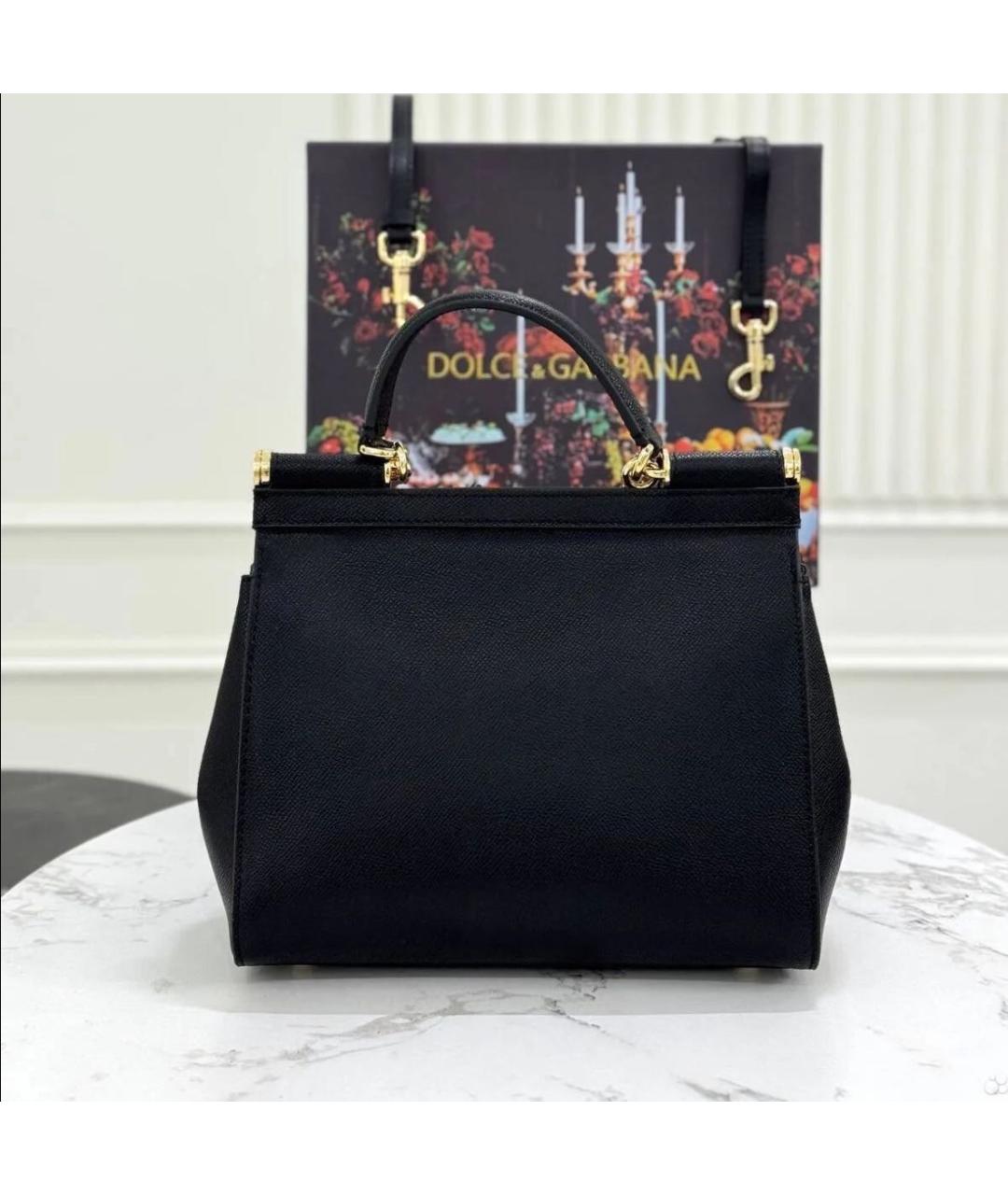 DOLCE&GABBANA Черная кожаная сумка через плечо, фото 3