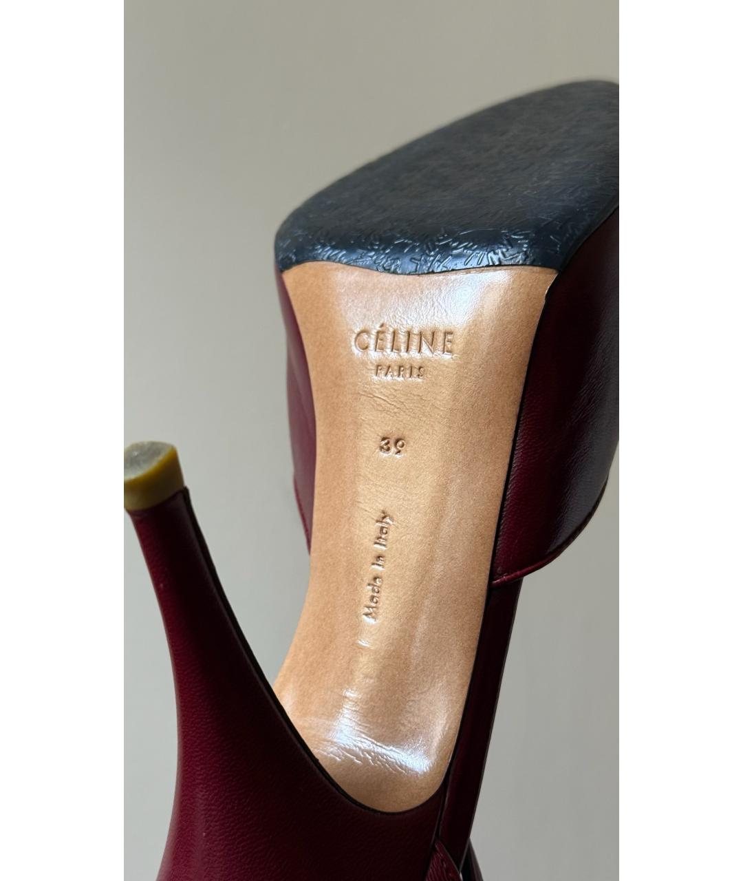 CELINE Бордовые кожаные туфли, фото 7