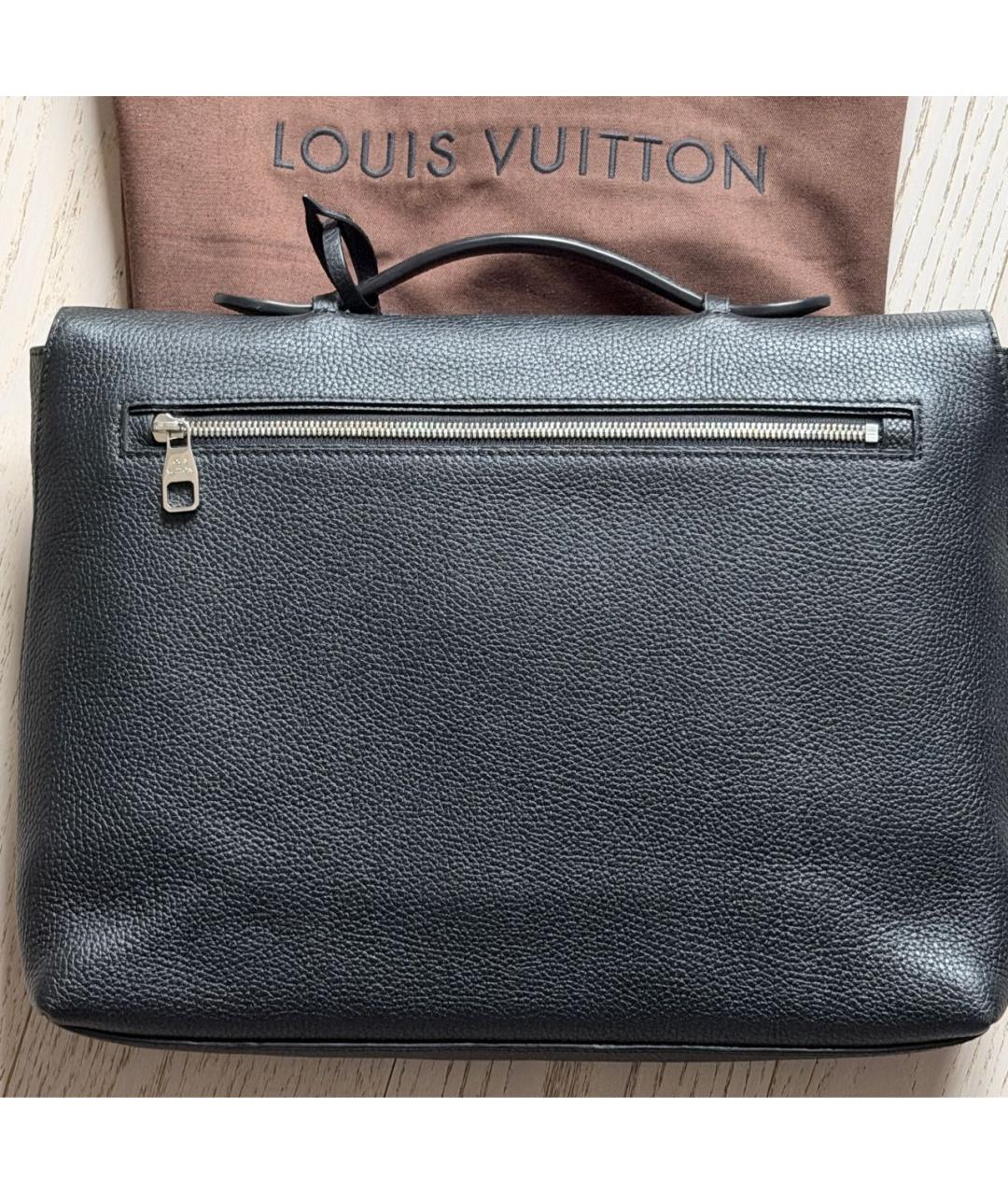 LOUIS VUITTON Черный кожаный портфель, фото 5