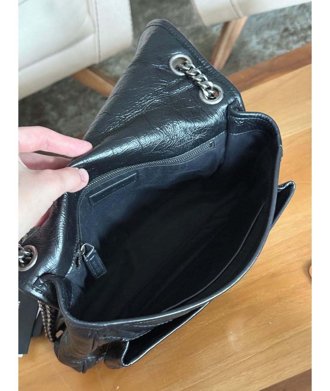 SAINT LAURENT Черная кожаная сумка через плечо, фото 5