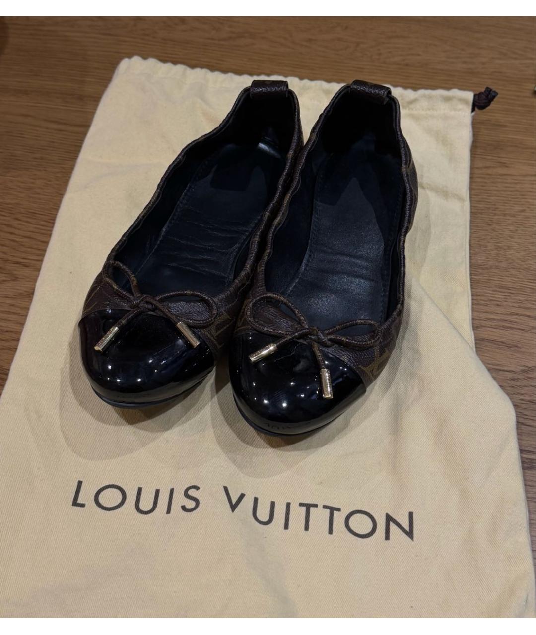 LOUIS VUITTON Коричневые кожаные балетки, фото 4