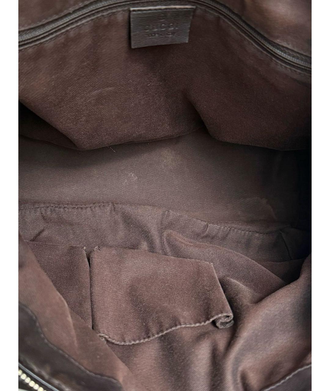 GUCCI Коричневая сумка с короткими ручками из канвы, фото 7