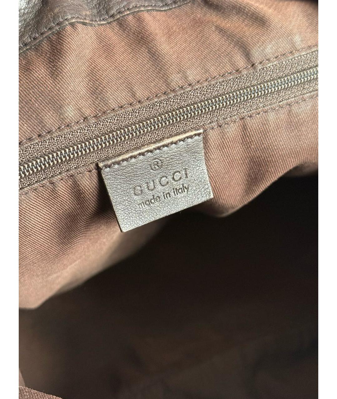 GUCCI Коричневая сумка с короткими ручками из канвы, фото 5