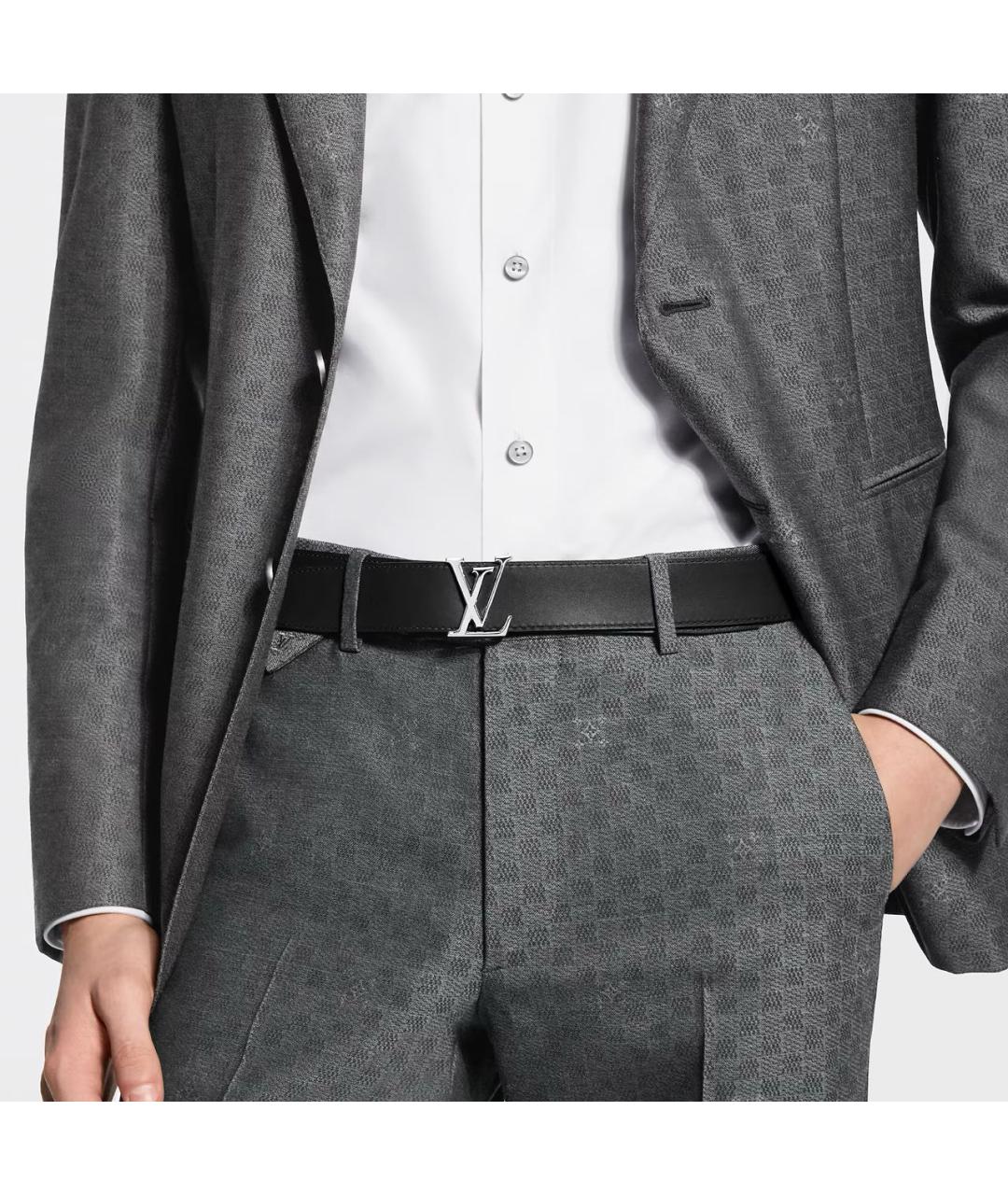 LOUIS VUITTON Черный кожаный ремень, фото 4