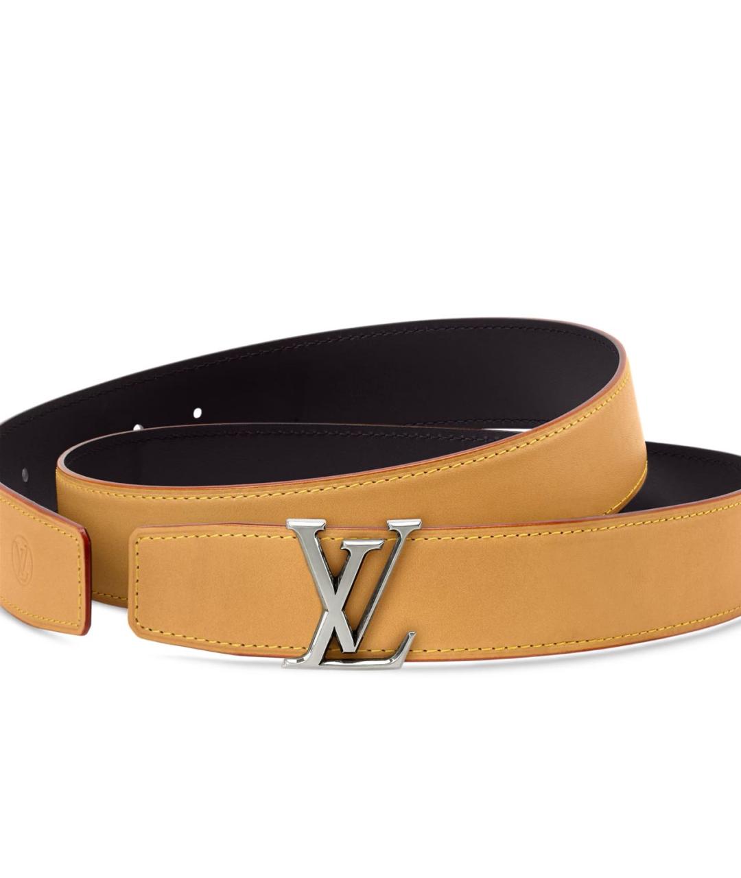 LOUIS VUITTON Бежевый кожаный ремень, фото 2