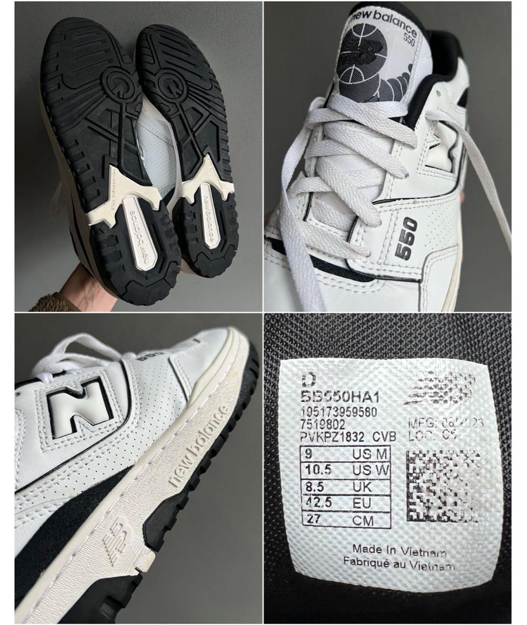 NEW BALANCE Белые кожаные низкие кроссовки / кеды, фото 4