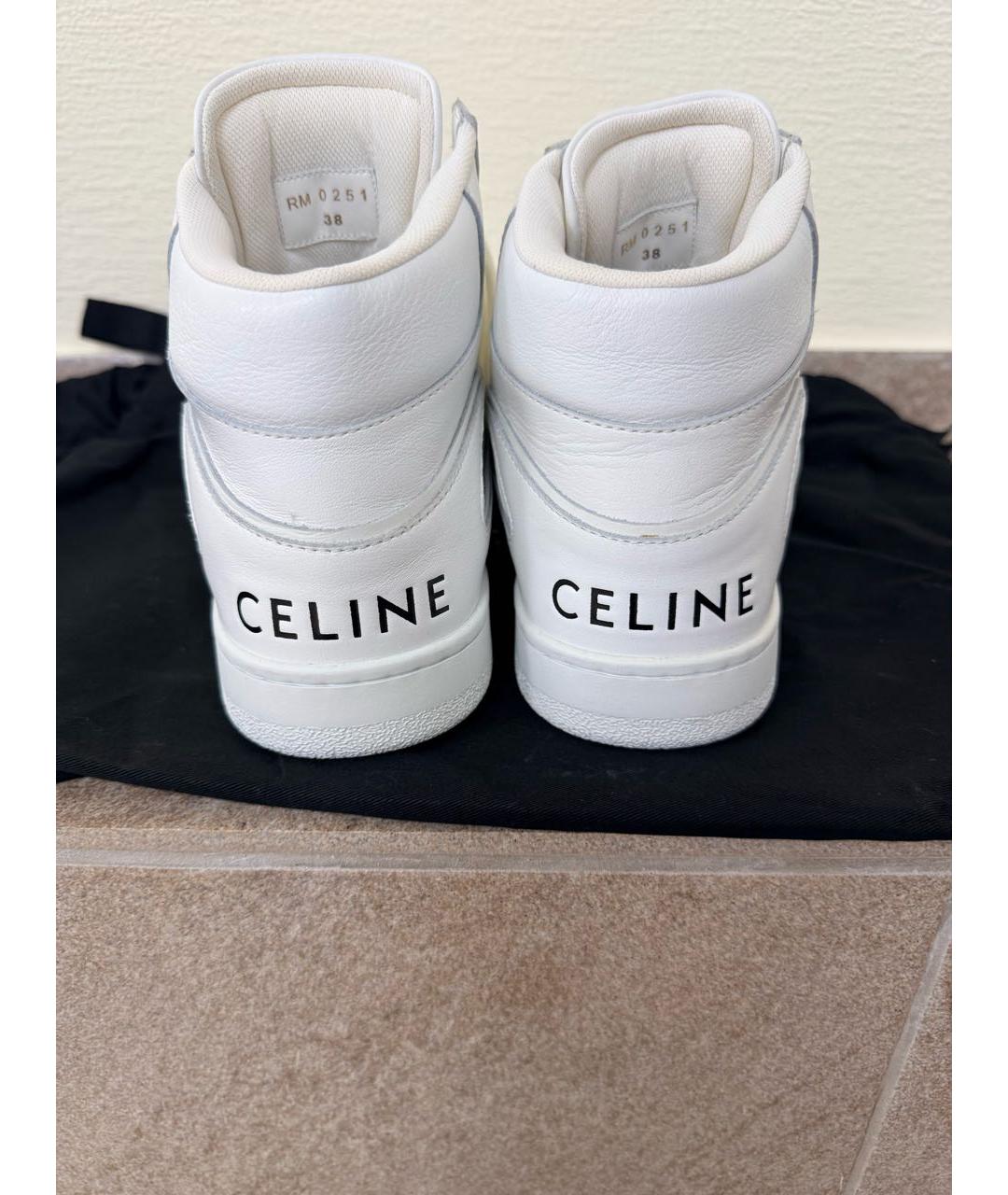 CELINE Белые кожаные кроссовки, фото 5