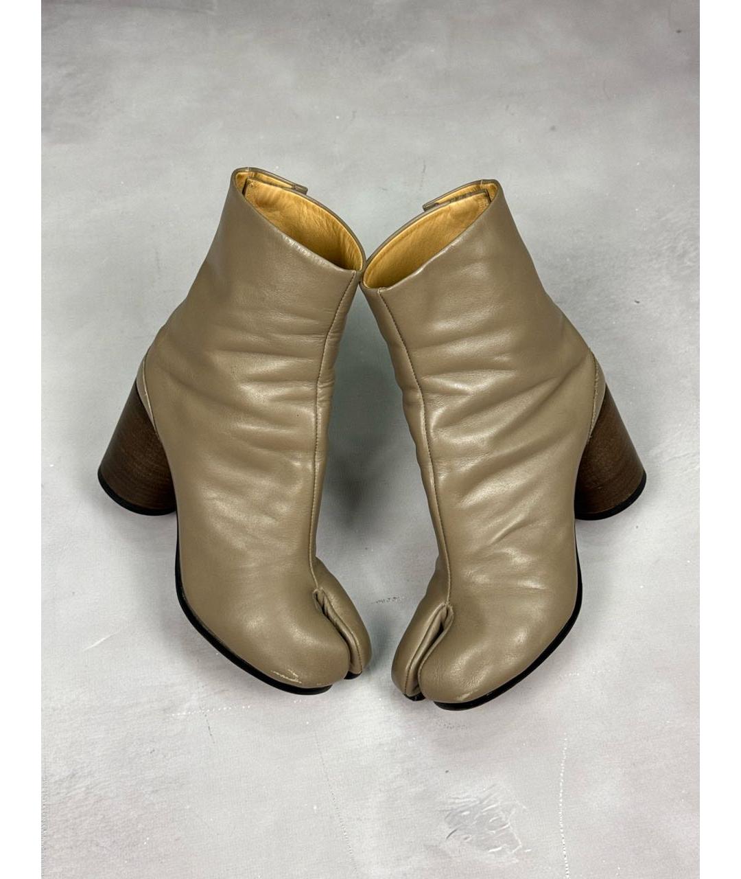 MAISON MARGIELA Бежевые кожаные ботильоны, фото 2