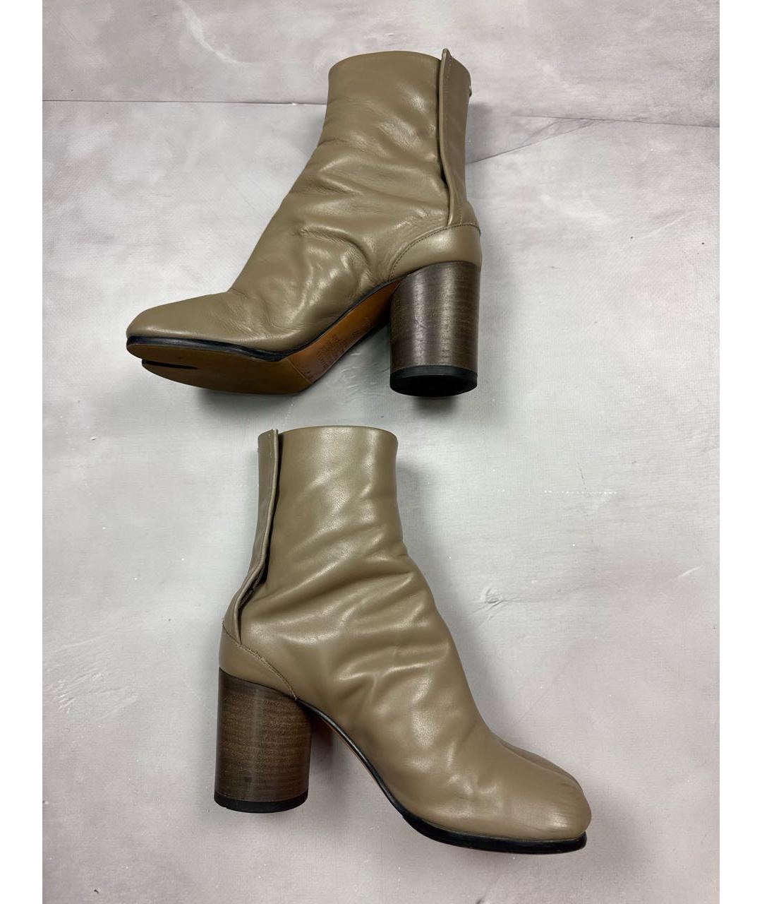 MAISON MARGIELA Бежевые кожаные ботильоны, фото 6