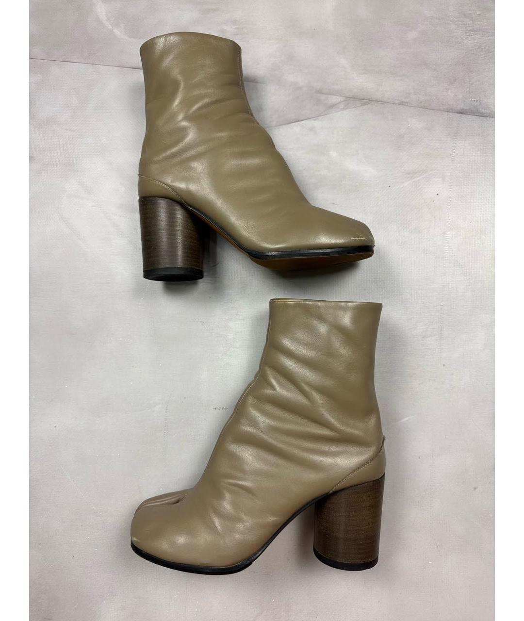 MAISON MARGIELA Бежевые кожаные ботильоны, фото 4