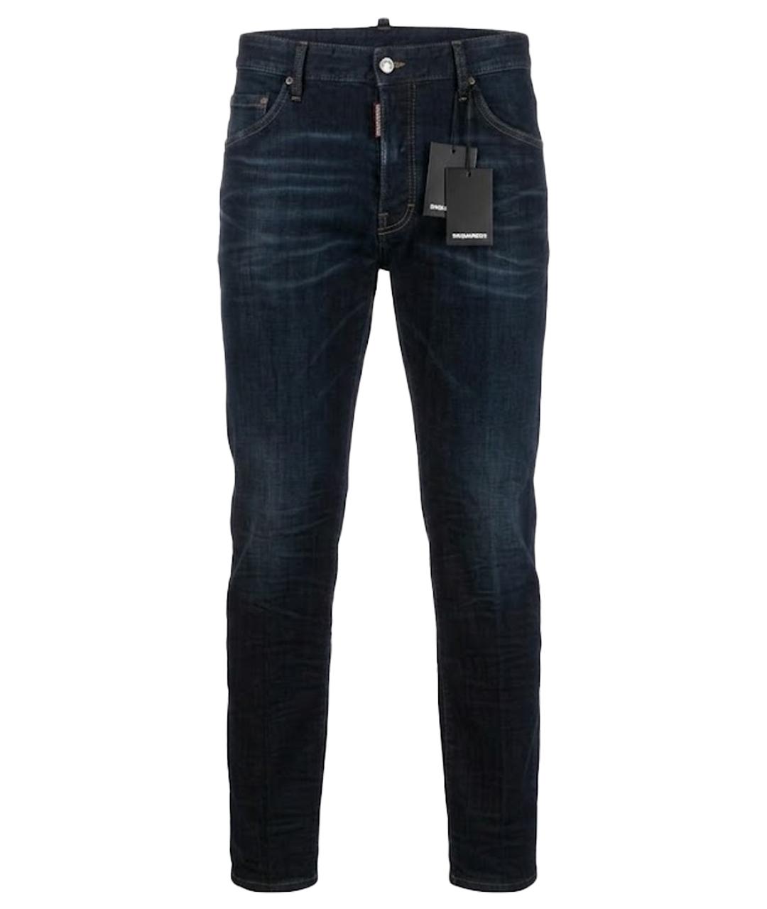 DSQUARED2 Темно-синие хлопковые прямые джинсы, фото 1