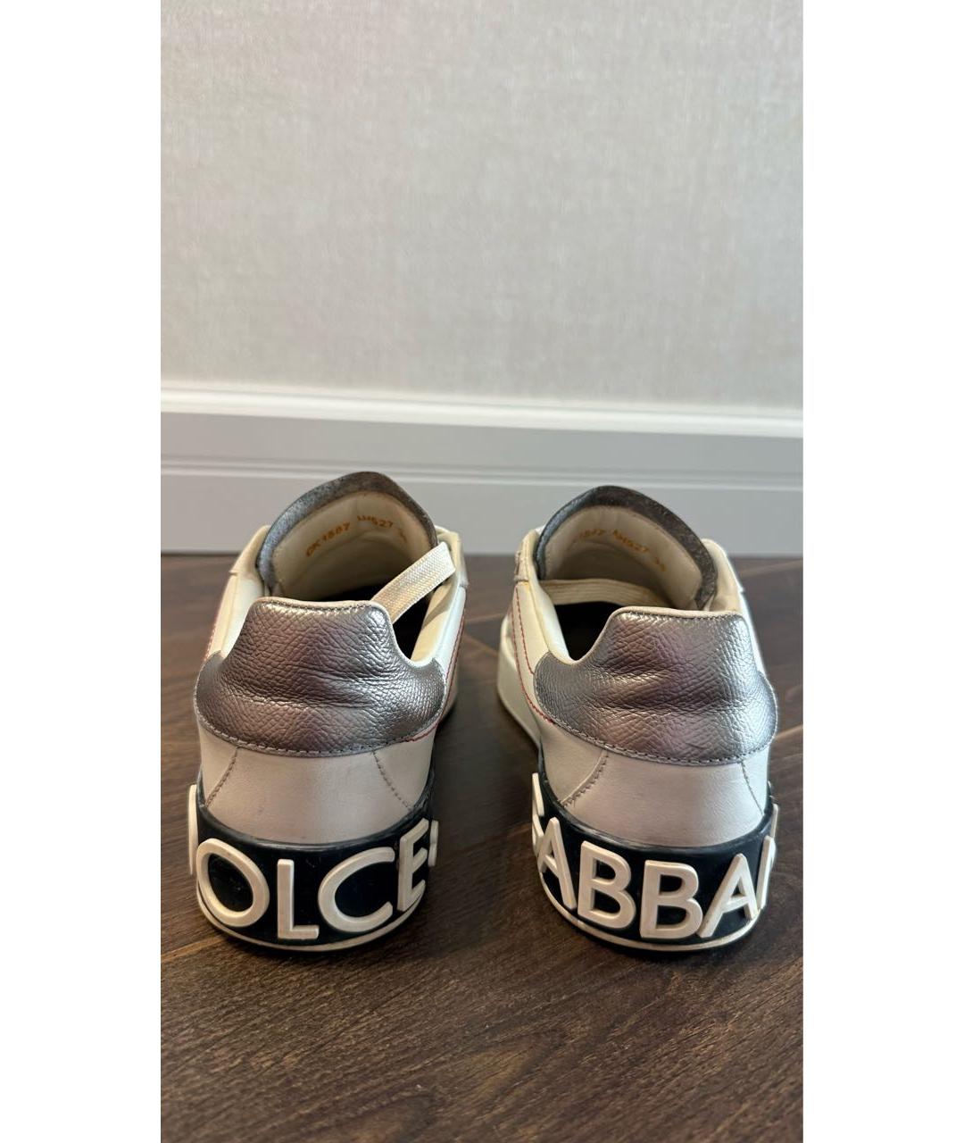 DOLCE&GABBANA Белые кожаные кеды, фото 4