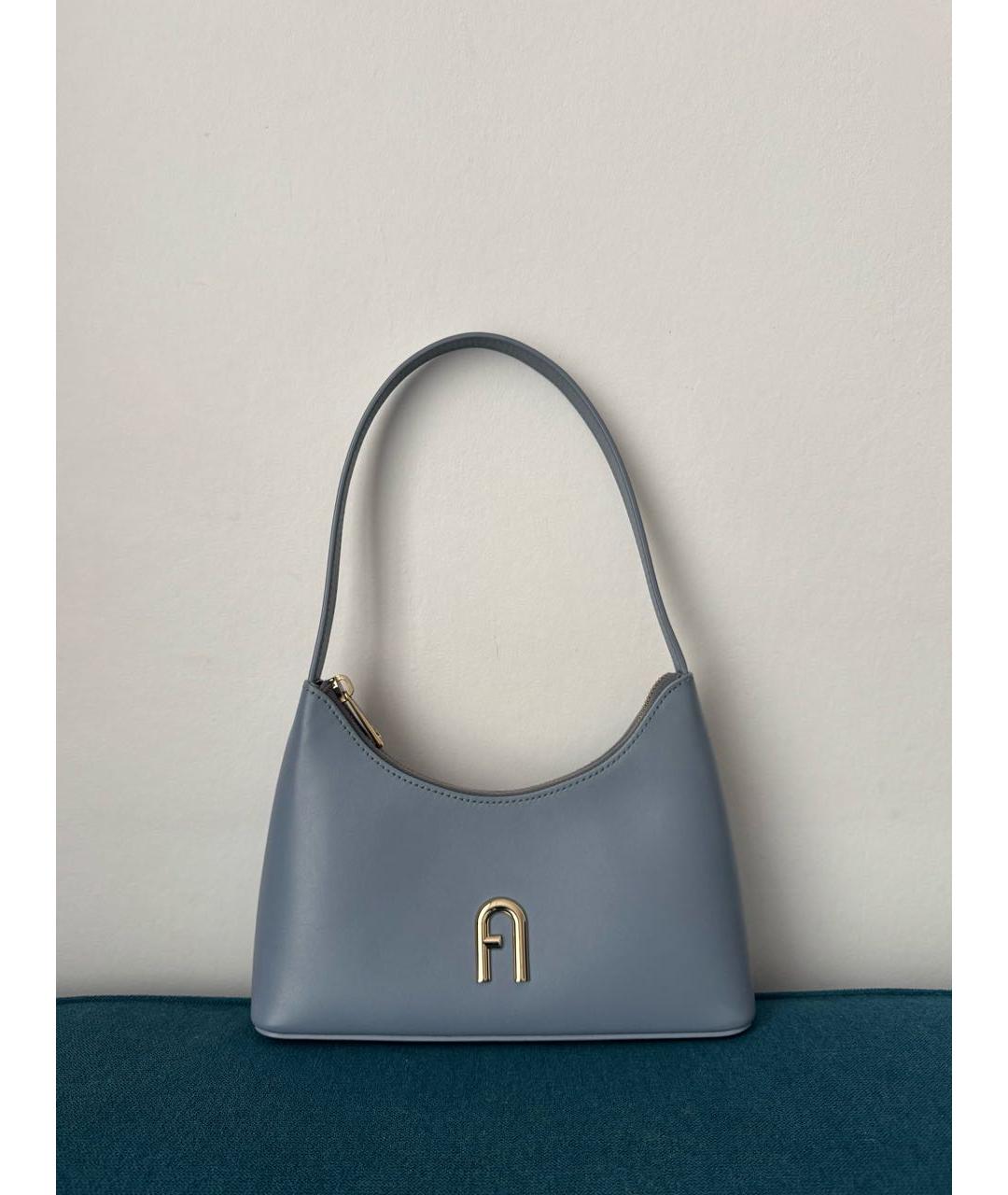 FURLA Голубая кожаная сумка через плечо, фото 9