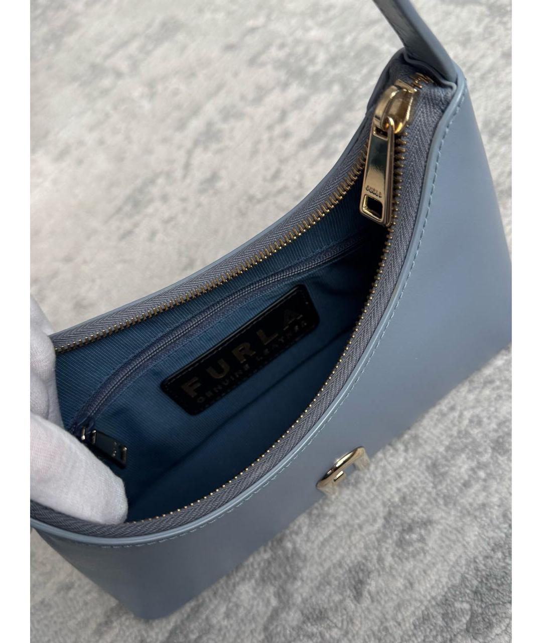 FURLA Голубая кожаная сумка через плечо, фото 4