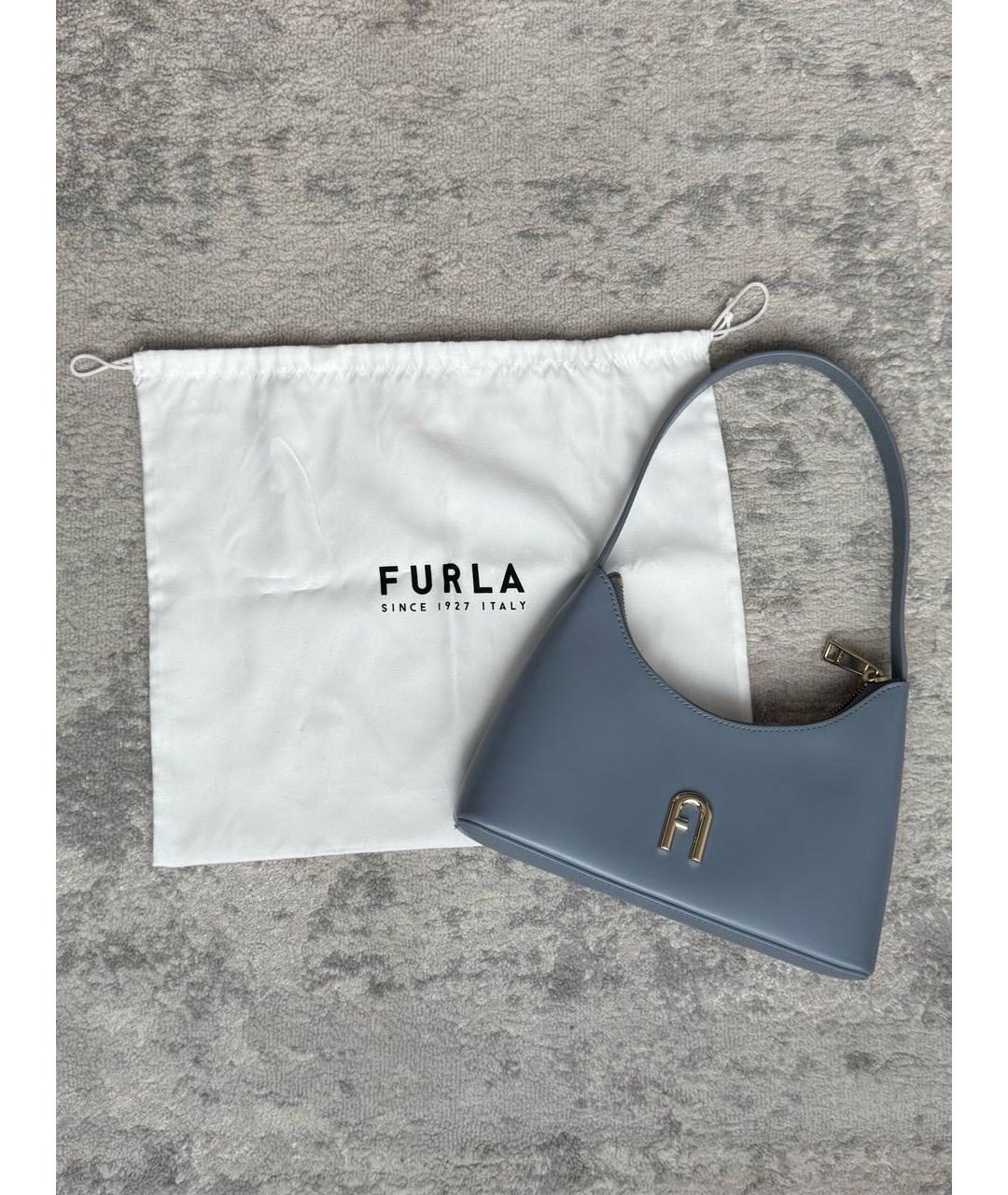 FURLA Голубая кожаная сумка через плечо, фото 8
