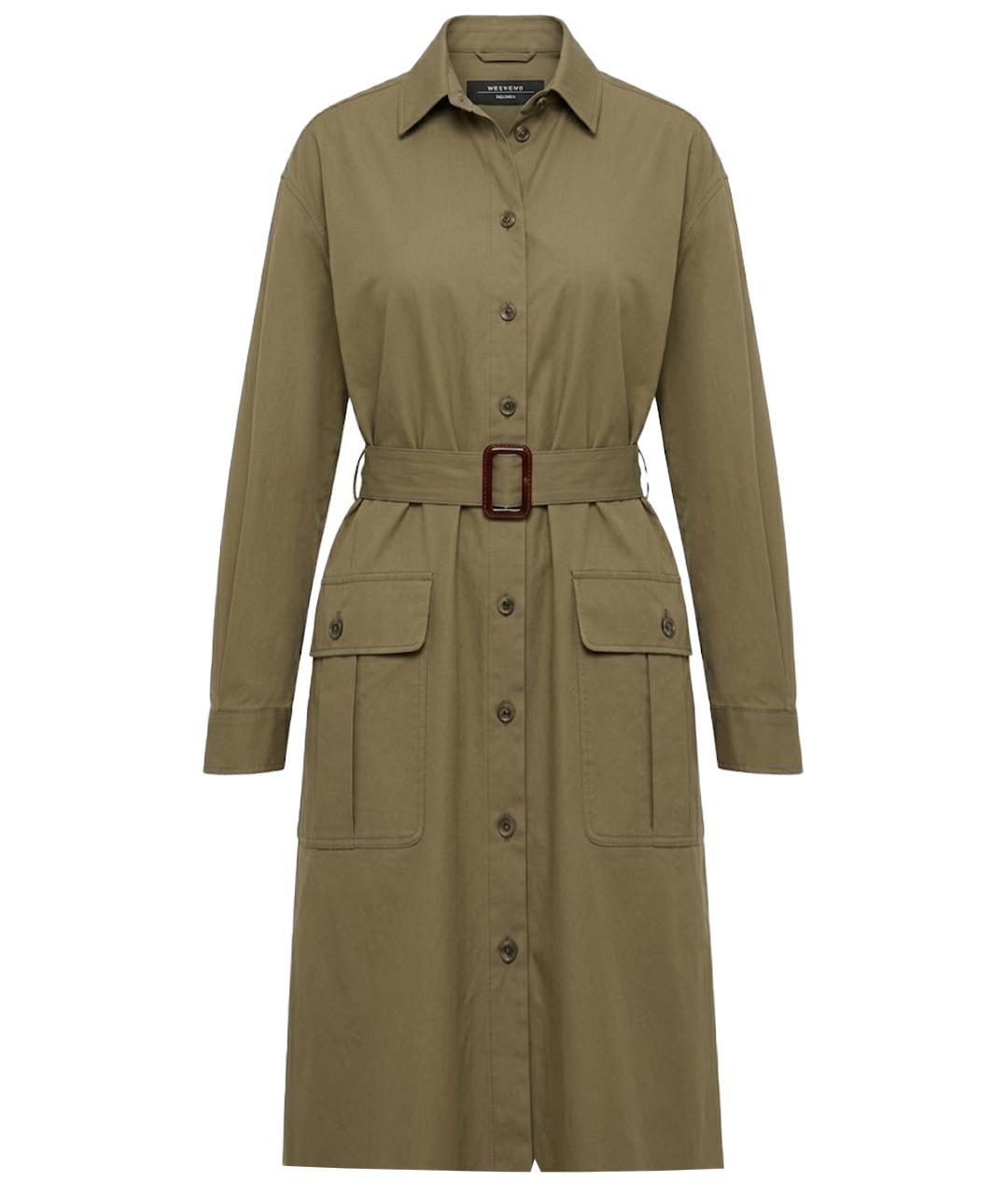 WEEKEND MAX MARA Хаки хлопковое повседневное платье, фото 1